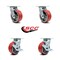 Service Caster 5 Inch Red Poly on Cast Iron Caster Set with Ball Bearings 2 Swivel Lock 2 Brake SCC-30CS520-PUB-RS-BSL-2-TLB-2 - alternate 2